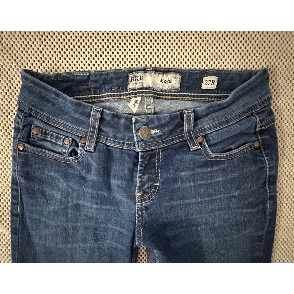 BKE Jeans Women 27 KATE Straight Leg Denim 27R Thick Stitch Y2K Low Rise Stretch